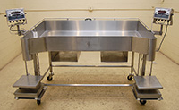 used, Palcon BT, TWO-STATION BAG FILLING TABLE, stainless steel, with scales, Alard item Y3418