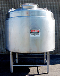 Used, 1000 gallon TANK, food grade stainless steel, jacketed and insulated, vertical, Alard item Y2847
