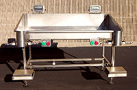 NEW BAG FILLER TABLE, 2-station, stainless steel, with scales, holders, Alard item Y3572