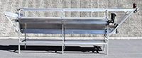 Used THREE-LEVEL INSPECTION CONVEYOR, stainless steel, 14 feet long; Alard item Y3637