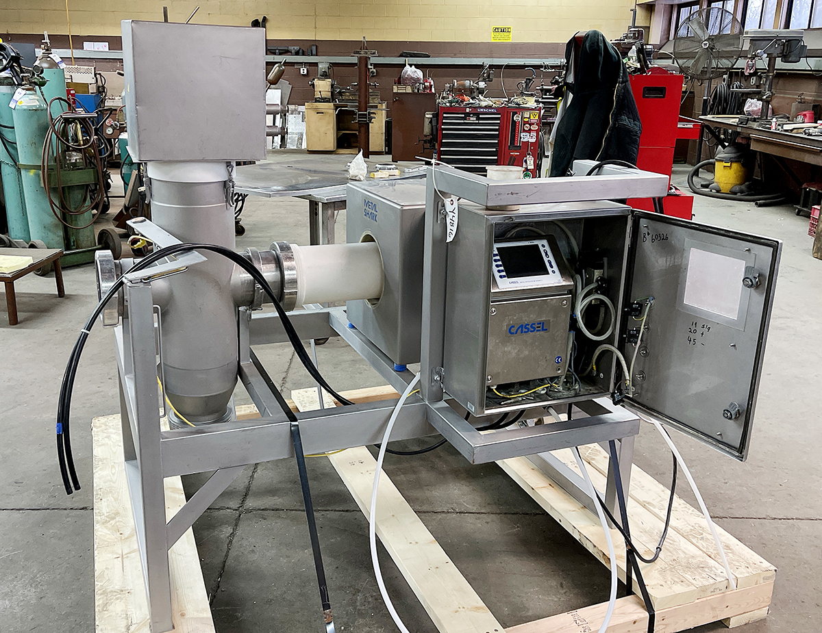 Used 6 INCH PIPELINE METAL DETECTOR, with reject valve, food grade, sanitary, stainless steel, Alard food processing and packaging equipment item Y4816