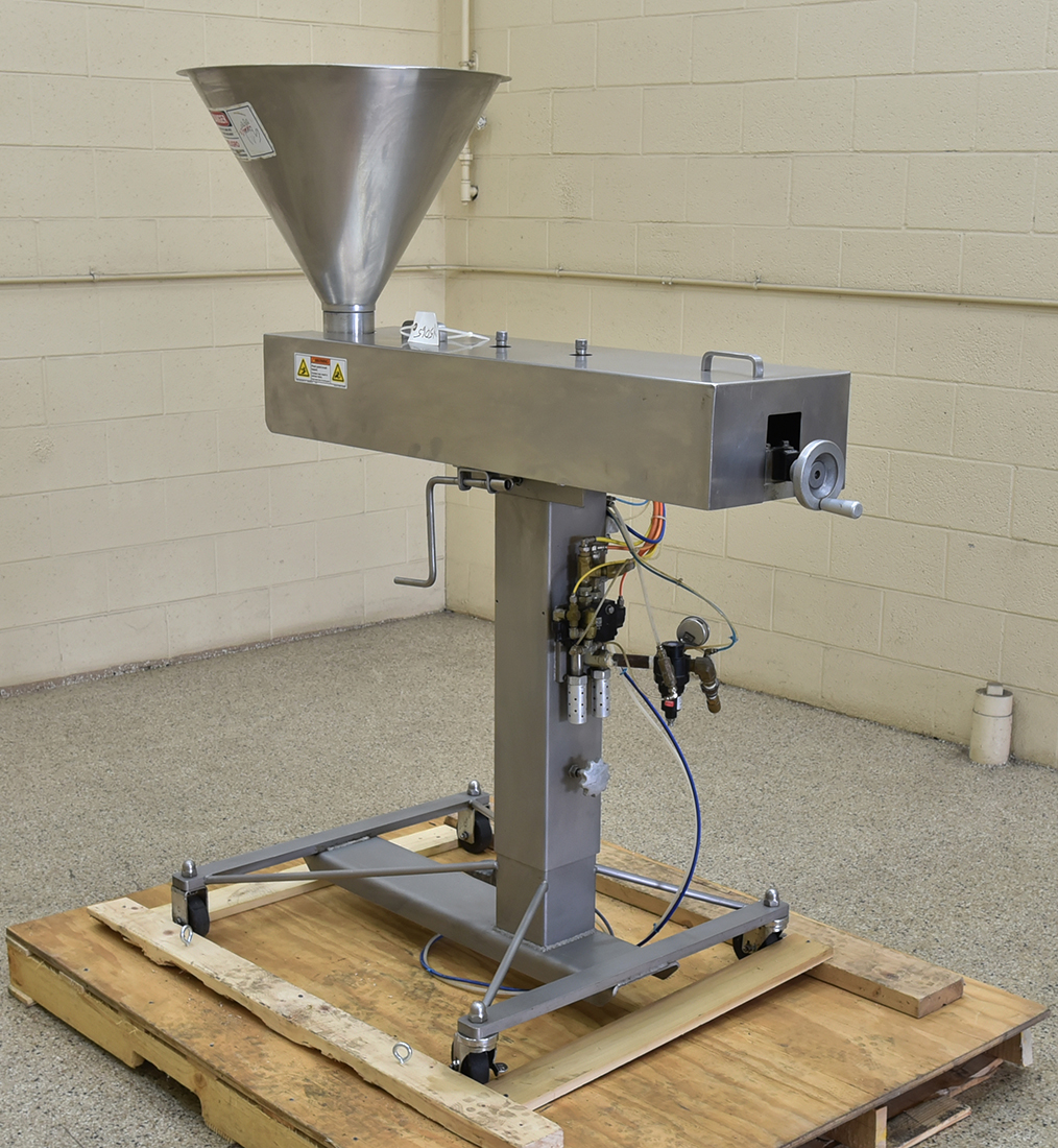 Used PISTON FILLING MACHINE, 32 ounce, quart fill capacity, food grade, stainless steel, Hinds-Bock, Alard item Y5065