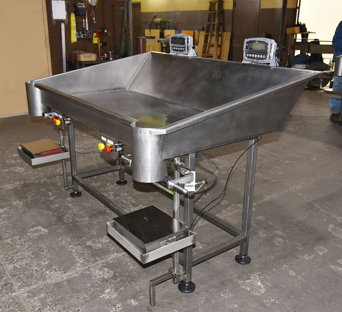 HAND PACK BAG FILLING TABLE, 2-station, food grade, stainless steel, net-weigh, fill by weight, in stock new, Alard item Y5693
