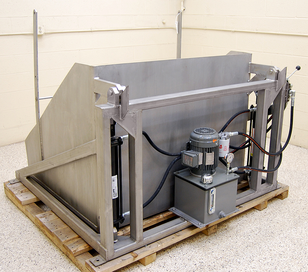 BIN DUMPER for 48x48 totes, floorlevel loading, food grade, stainless