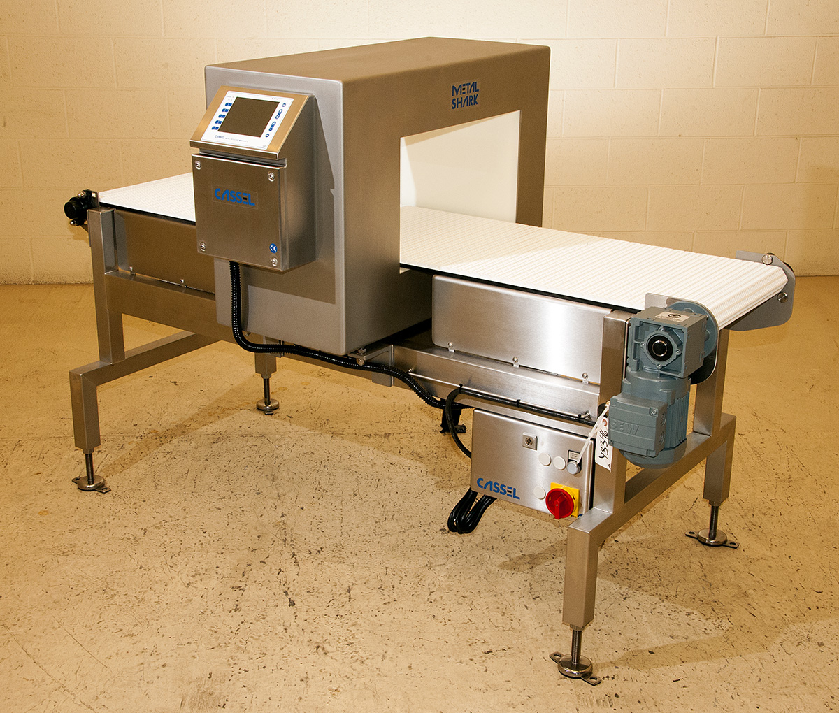 Cassel large aperture 20x11 food process METAL DETECTOR with conveyor, Alard item Y2736