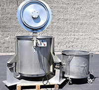 used BROTHERS LEGROW CENTRIFUGAL VEGETABLE SPIN DRYER, large 200 lb capacity; Alard item Y3850