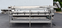Used, THREE-LEVEL INSPECTION BELT / CORING CONVEYOR / TRIM TABLE / FRUIT and VEGETABLE PACKING CONVEYOR, stainless steel, 8-12 station, Alard item Y3980