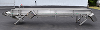 used, ELEVATING BELT CONVEYOR, 18 inch wide by 18.5 foot long, stainless steel, Alard item Y3625
