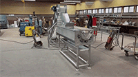 NEW Alard Peeler Washer with NEW Alard Elevating Belt Conveyor, Alard item Y4727, Y4685