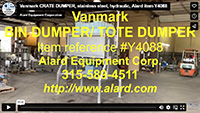 used, VANMARK STAINLESS STEEL BIN / TOTE DUMPER, USDA food grade stainless steel, Alard item Y4088