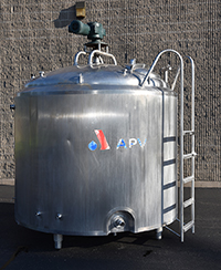 used, APV / Crepaco 1580 GALLON VERTICAL MIXING TANK with SWEEP AGITATION, all stainless steel, Alard item Y3956