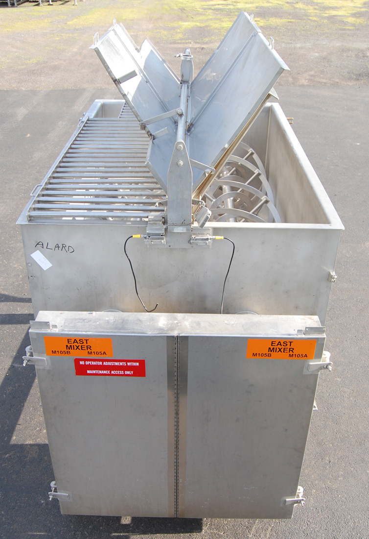 Used 60 cubic foot 450 gallon stainless steel DUAL-SHAFT DOUBLE RIBBON BLENDER; Alard item Y0850