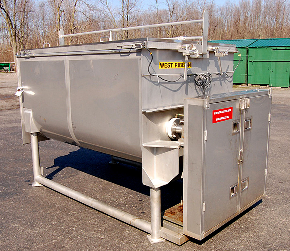 Used TWIN RIBBON BLENDER, 60 cubic foot, 450 gallon, jacketed, food grade stainless steel; Alard item Y0888