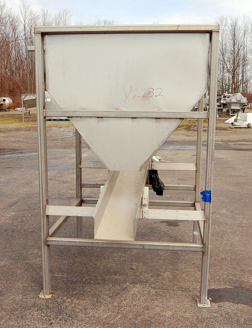 Used HOPPER-FEEDER, with vibrating even-feeder discharge, food grade, stainless steel, Alard item Y2232