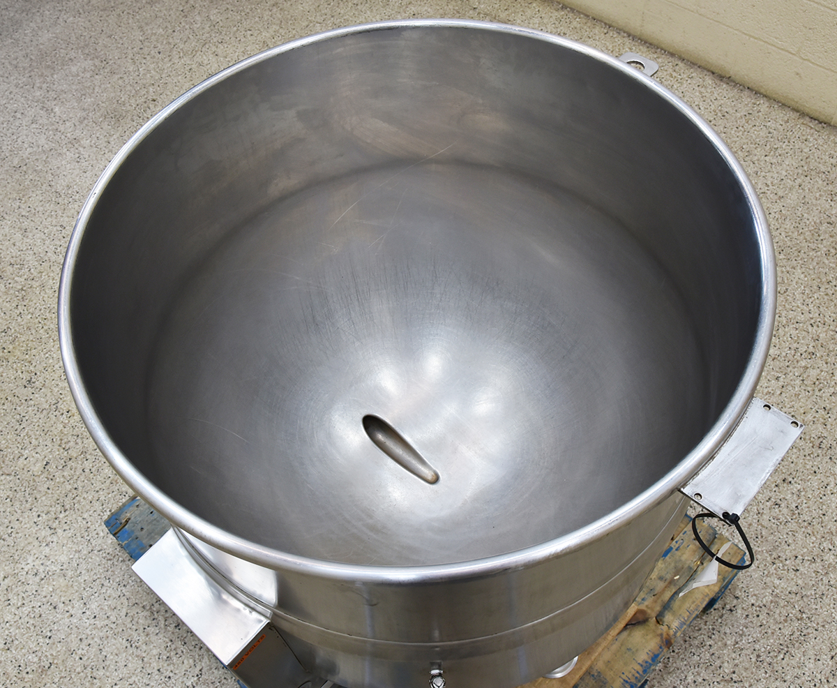 Used self-contained electric KETTLE, 80 gallon, bottom outlet, stainless steel, steam jacketed, Alard item Y5272