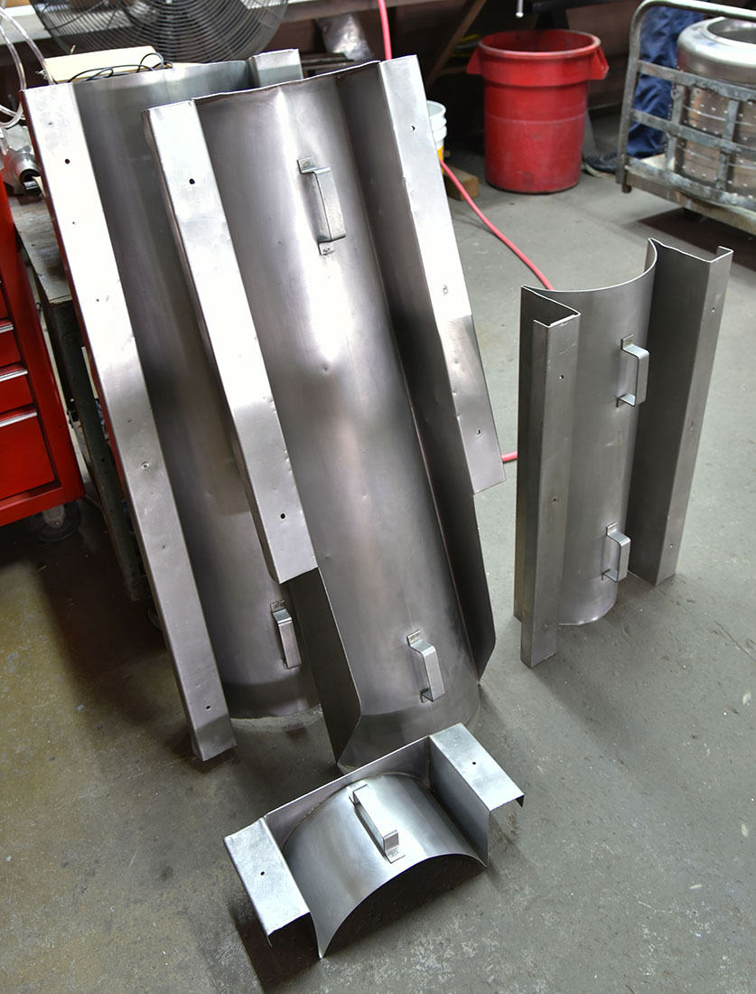 Used COVERS for ELEVATING SCREW FEEDER with hopper, all food grade, stainless steel, 8 foot discharge height, in stock, refurbished, Alard item Y5495