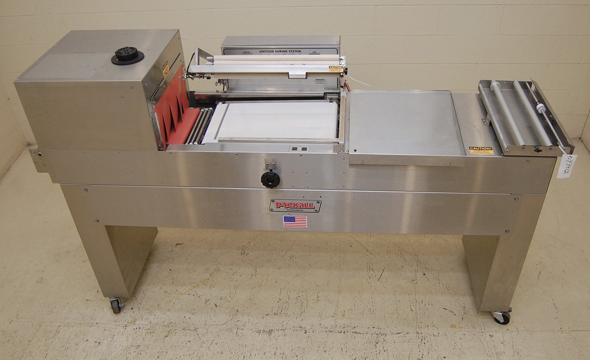Used L-BAR SEALER with automatic take-away belt, heat shrink tunnel food grade, stainless steel, Alard item Y3412
