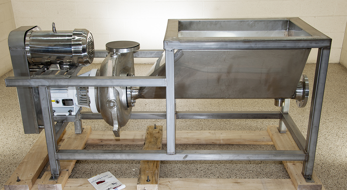 New Cornell 4 inch STAINLESS STEEL FOOD PUMP with FEED TANK and DRIVE, Alard Equipment Corp item Y4339