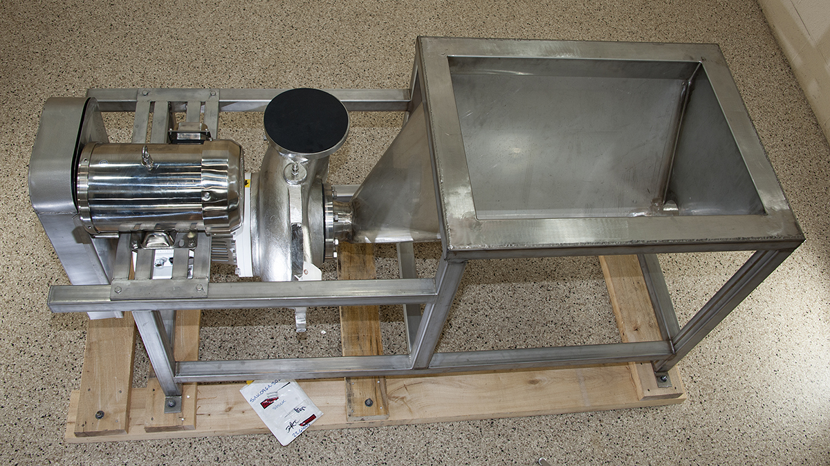 New Cornell 4 inch hydro-transport STAINLESS STEEL FOOD PUMP with FEED TANK and DRIVE; Alard item Y4339