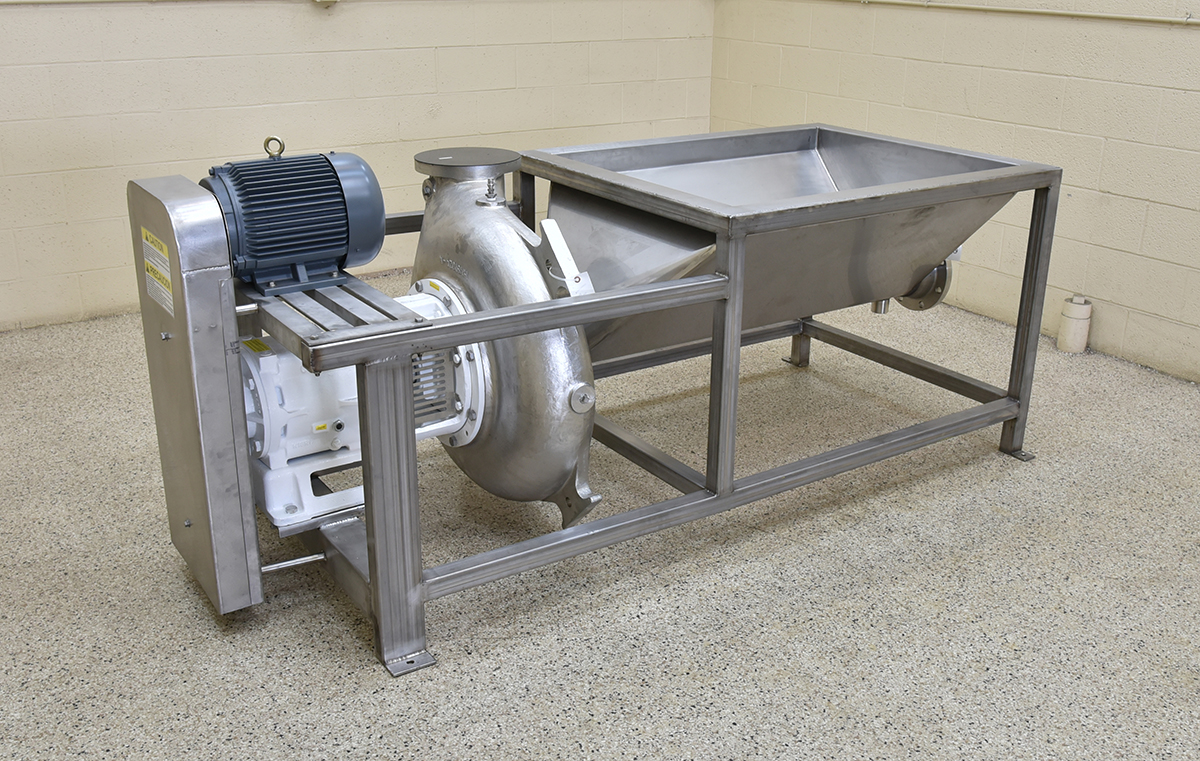 FOOD TRANSPORT PUMP, 6-inch, stainless steel, with tank and drive, in stock new, Alard item Y4820
