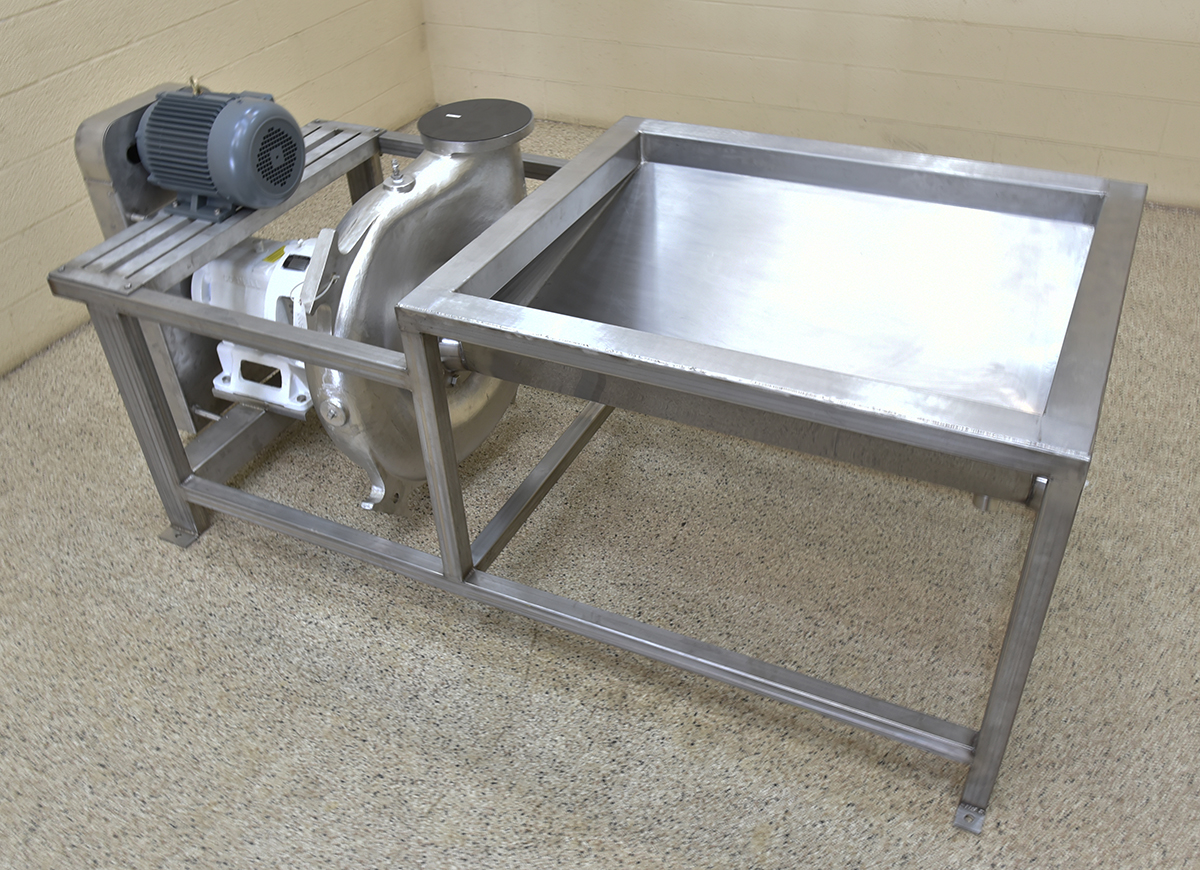 Cornell 6 inch STAINLESS STEEL FOOD PUMP, with tank and drive, in stock new, Alard item Y4820