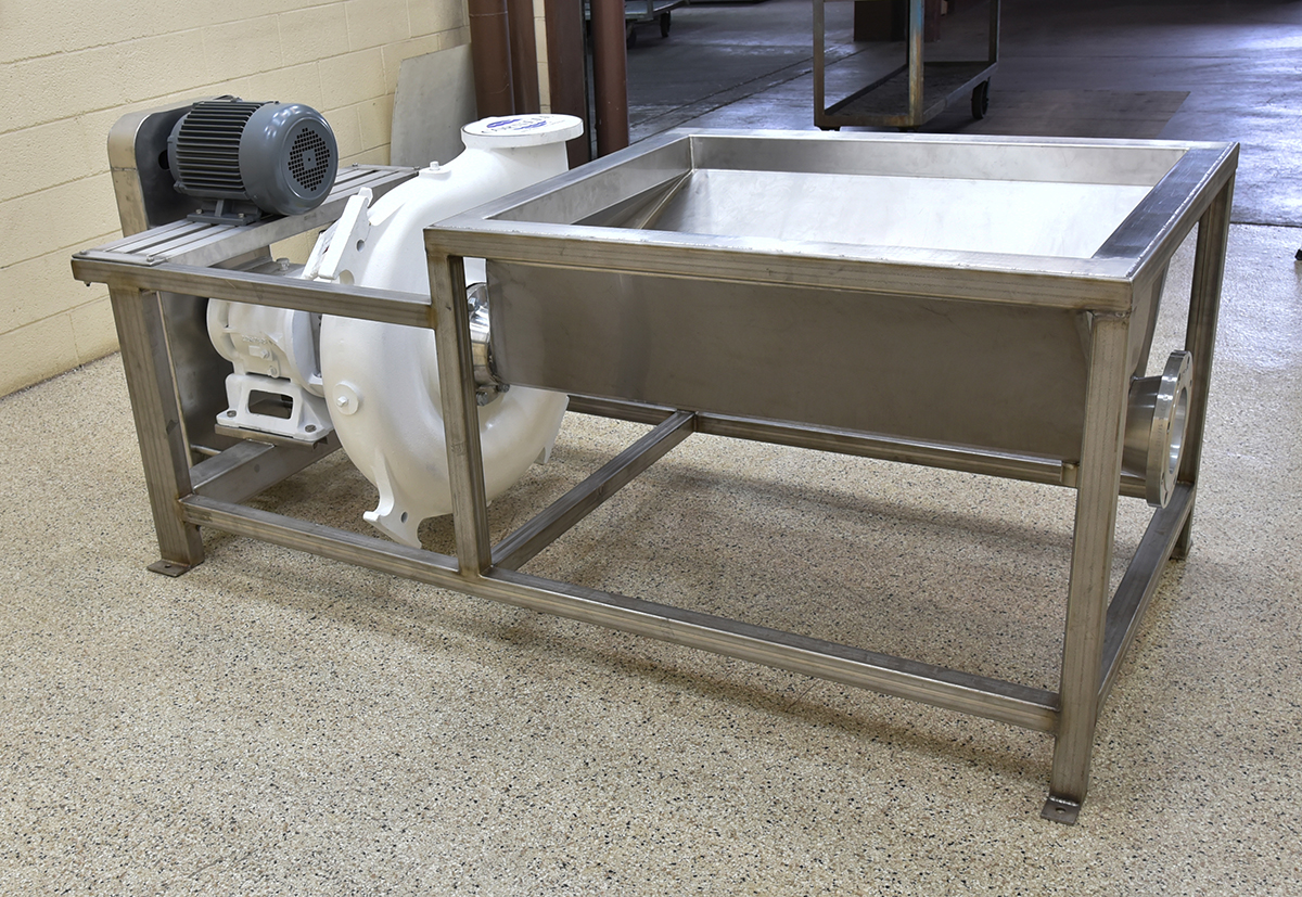 new, 6-inch HYDRO TRANSPORT FOOD PUMP with STAINLESS STEEL FEED TANK and MOTOR-DRIVE, Cornell 6NHPP-F16K, Alard Equipment Corp item Y4996