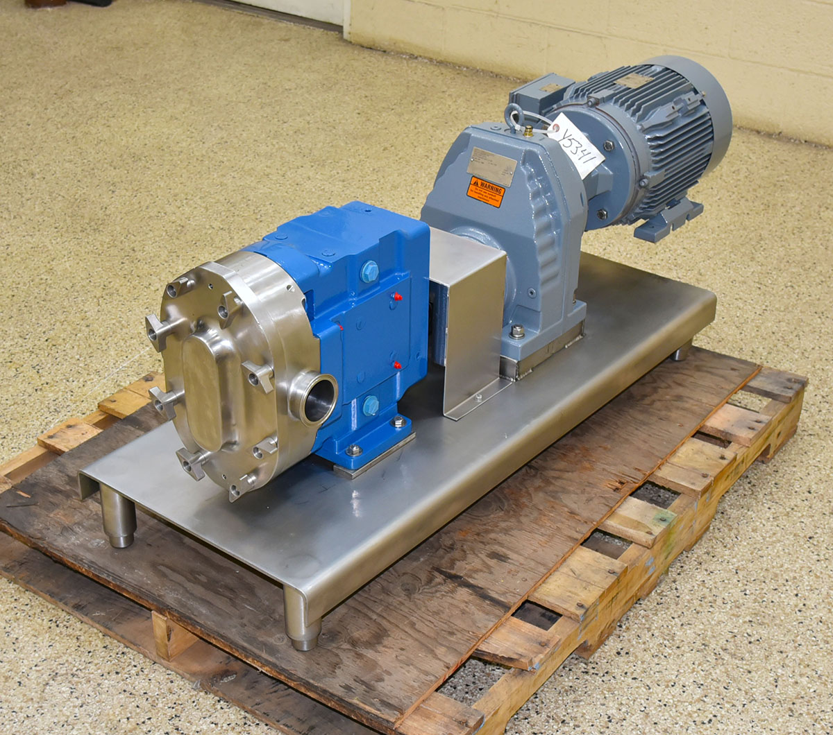 Used Viking TRA-10 series HYGENIC PUMP, Model 600, 2.5 inch lobe pump with drive and portable base, in-stock, refurbished, Alard item Y5341