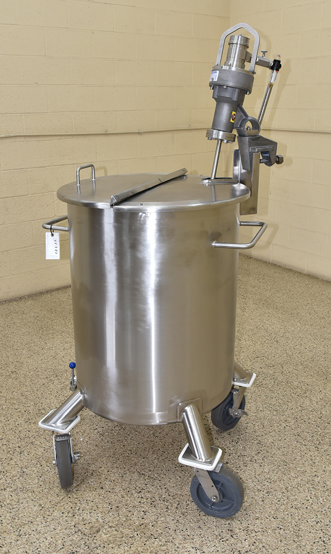 Used 65 gallon MIXER TANK with Lightnin mixer, 316L stainless steel, vertical, food grade, in-stock at Alard, item Y5387