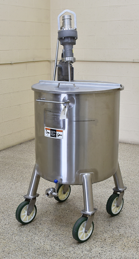 Used 65 gallon MIXING TANK with Lightnin mixer, vertical, food grade, stainless steel, in-stock, Alard item Y5390