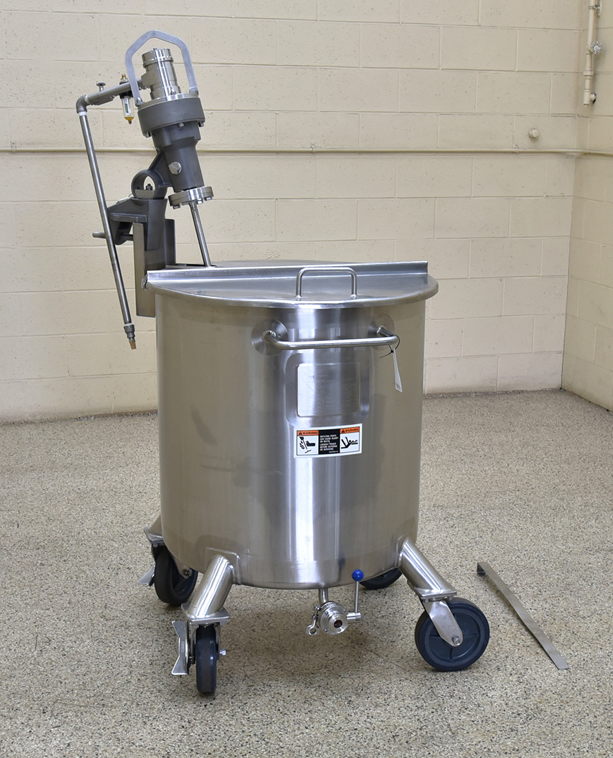 Used MIX TANK with Lightnin mixer, 65 gallon, 316L stainless steel, vertical, food grade, in-stock,  Alard Equipment Corp item Y5391