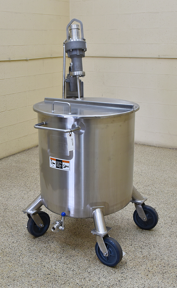 Used TANK with Lightnin Mixer agitator, 65 gallon, 316L stainless steel, vertical, food grade, in-stock,  Alard item Y5391
