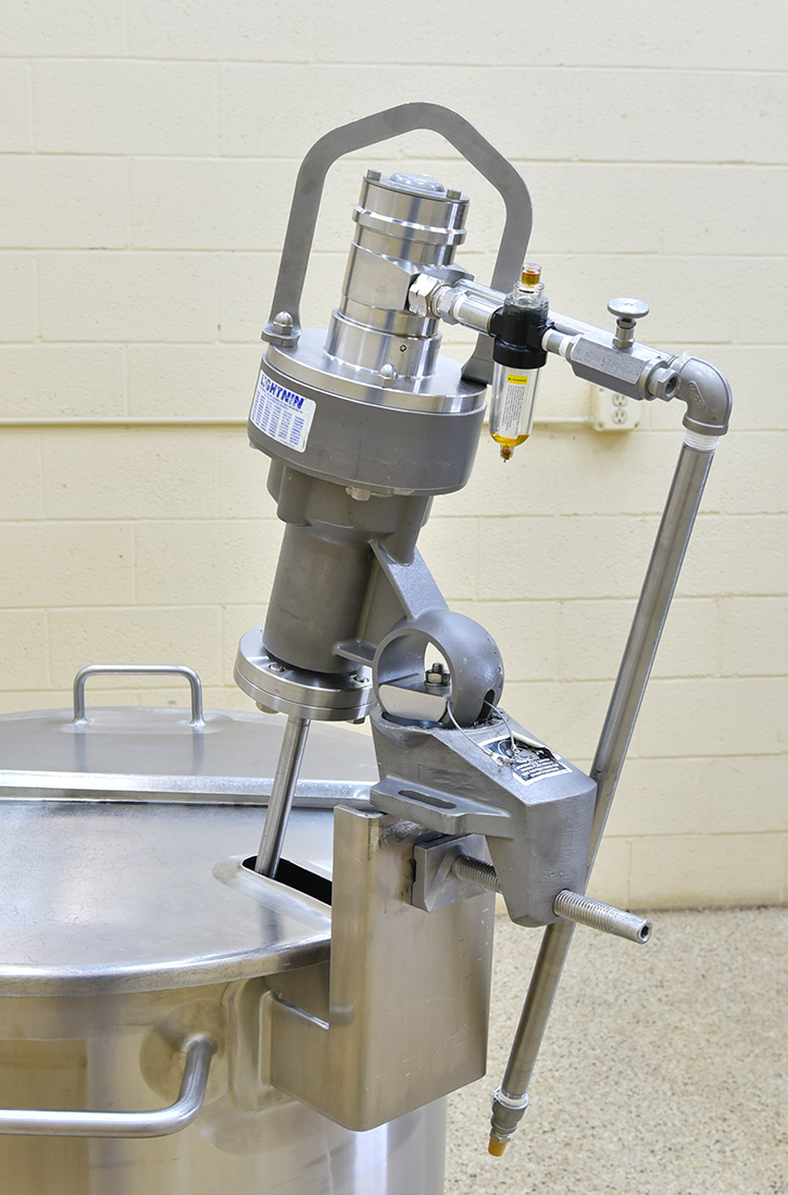 Used Small-batch MIXING TANK with Lightnin Mixer agitator, 65 gallon, 316L stainless steel, vertical, food grade, in-stock,  Alard item Y5391